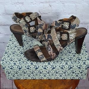 A. Marinelli Natural Roll Snakeskin Sandals